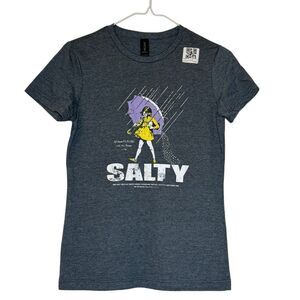NWT Gildan Softstyle Crew Neck Salty Girl Graphic Tee Heathered Gray Small